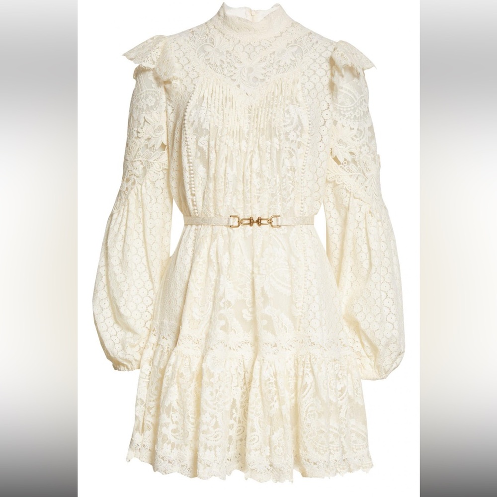 Zimmerman long sleeve mini dress lace with belt